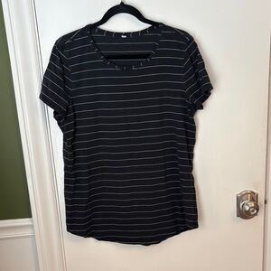 Lululemon Athletica Black and White Striped Love Tee